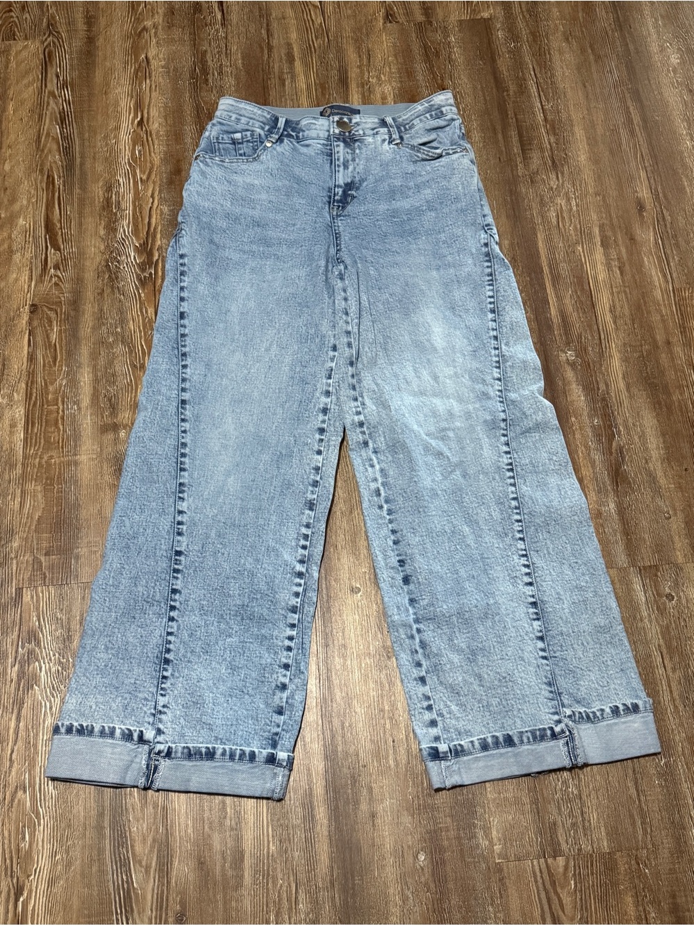 Democracy Ab Solution Wide Leg Jeans Women's 6p High Rise Front Rise in Light Wa
